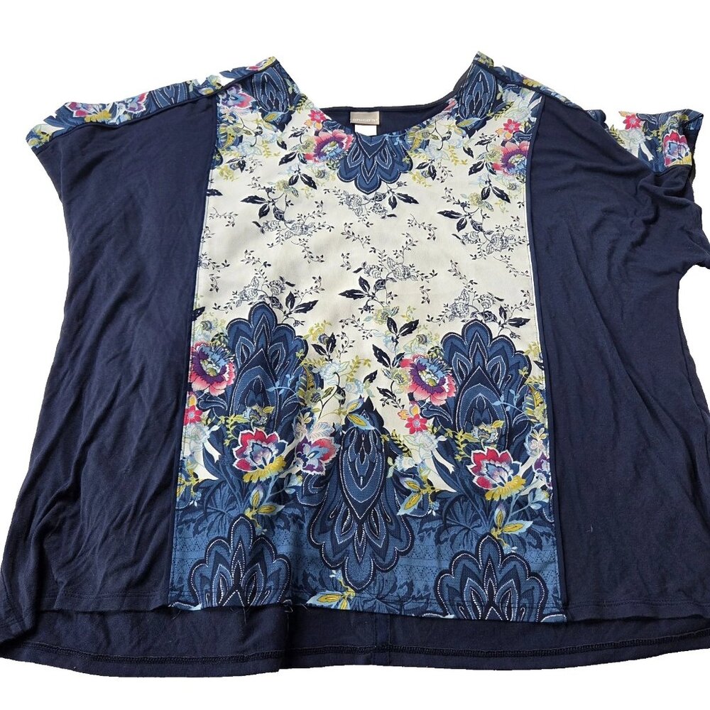 Chicos Womens Size 4 XXL Floral Top Tee Soft